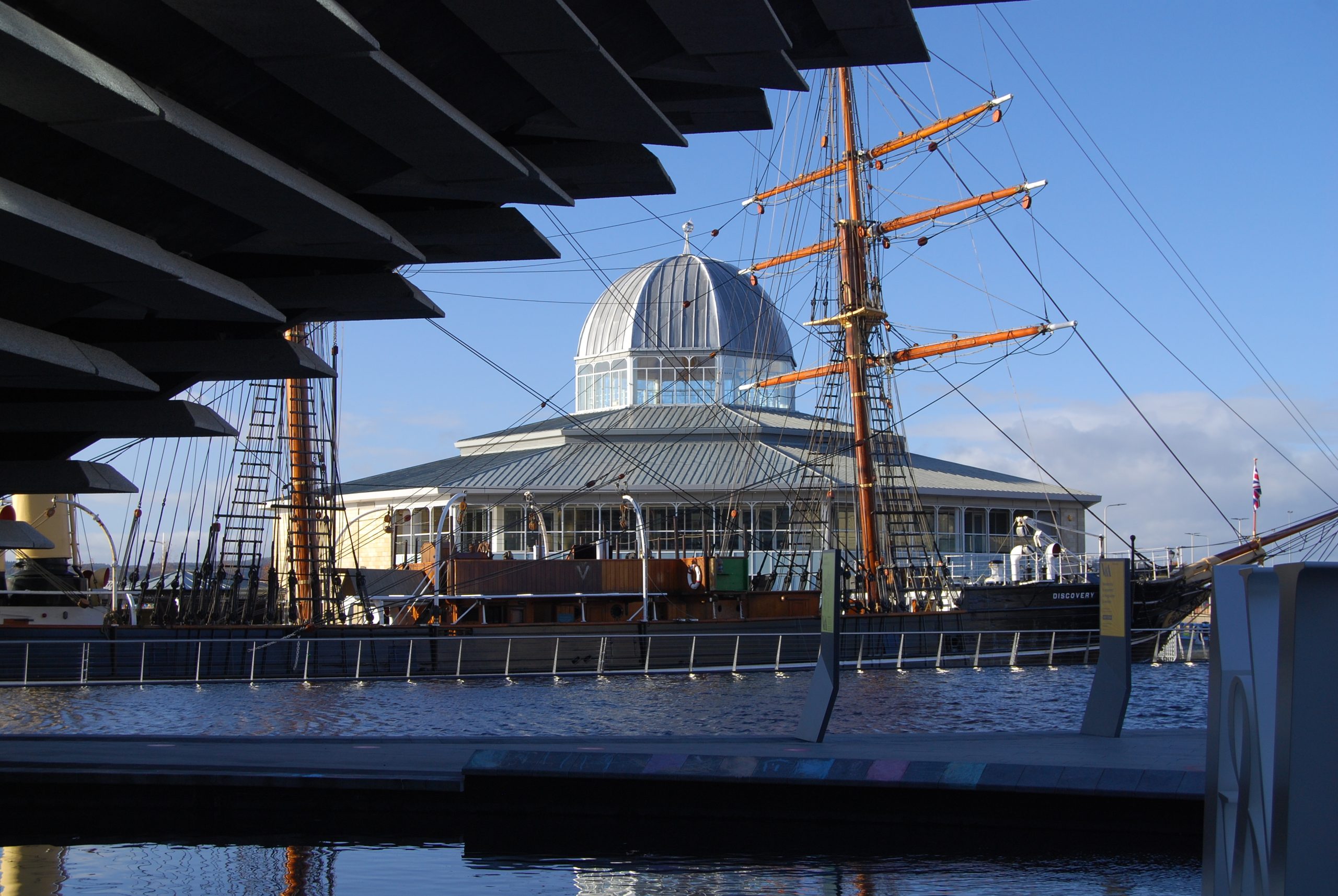 RSS Discovery, Discovery Point, Dundee, Scotland (view from V & A)